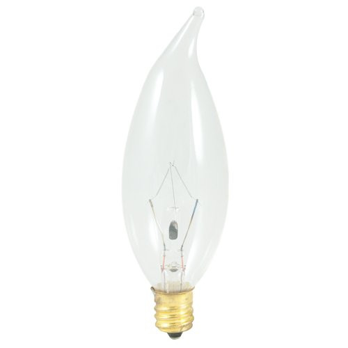 Bulbrite 40CFC/32/2 40-Watt 120-Volt Incandescent Flame Tip Chandelier Bulb, 32mm, Clear