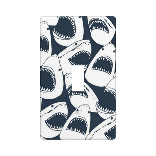 Decorative Single Toggle Switch Wall Plate Shark Open Mouth Funny Polycarbonate Outlet Cover Unbreakable Faceplate