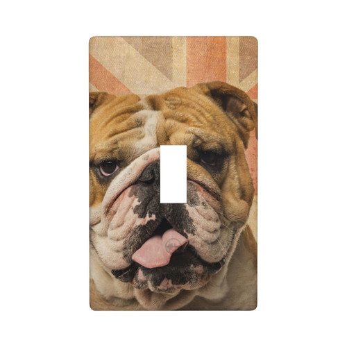 Decorative Single Toggle Switch Wall Plate English Bulldog Vintage Uk Flag Polycarbonate Outlet Cover Unbreakable Faceplate