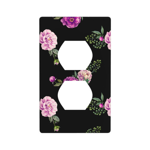 Decorative Wall Plate Switch Plate Watercolor Purple Floral Roses Duplex Electrical Outlet Cover