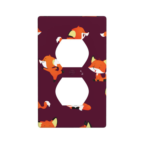 Decorative Wall Plate Switch Plate Kawaii Cute Fox Funny Cartoon Duplex Electrical Outlet Cover