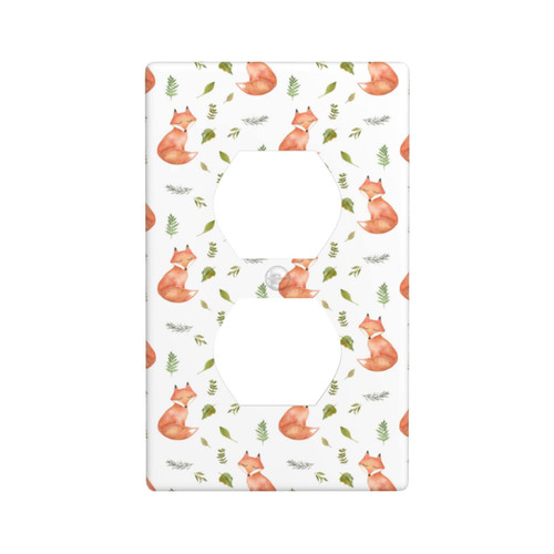 Decorative Wall Plate Switch Plate Kawaii Cute Fox Duplex Electrical Outlet Cover