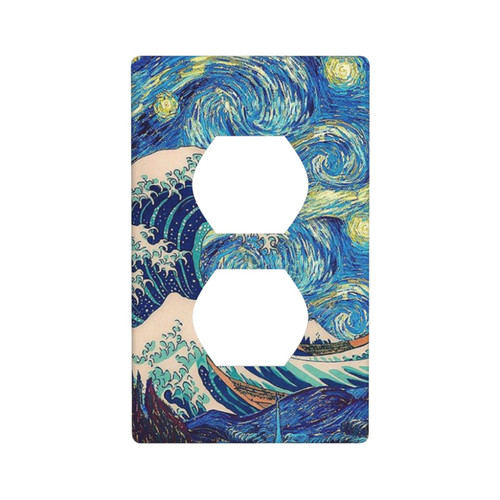 Decorative Wall Plate Switch Plate Wave Kanagawa Starry Night Duplex Electrical Outlet Cover