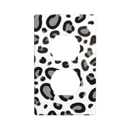 Decorative Wall Plate Switch Plate Leopard Print Greyscale Duplex Electrical Outlet Cover