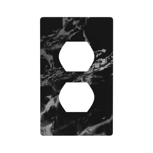 Decorative Wall Plate Switch Plate Hipster Silver Black Marble Duplex Electrical Outlet Cover