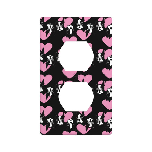 Decorative Wall Plate Switch Plate Puppy Boston Terrier Dog Duplex Electrical Outlet Cover