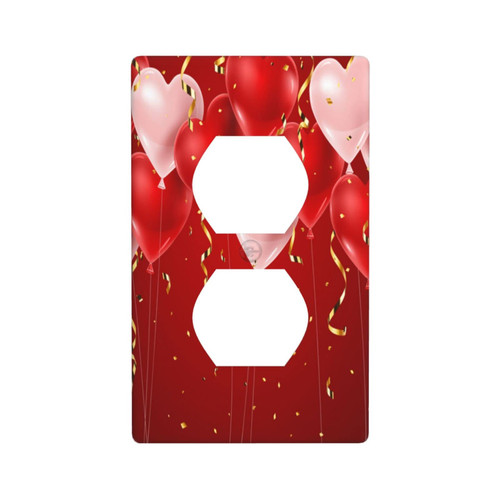 Decorative Wall Plate Switch Plate Red Happy Pink Balloons Duplex Electrical Outlet Cover