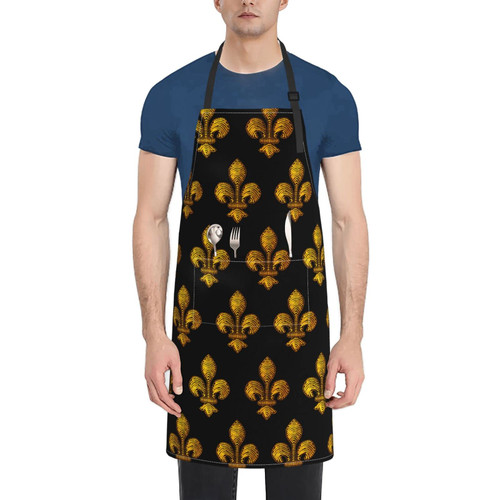 Unisex Bib Apron Marie Fleur De Lis Waterproof Kitchen Cooking Aprons With 2 Pockets