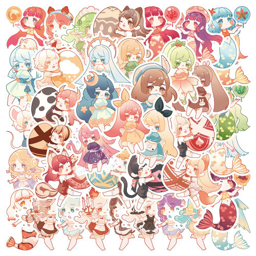 50Pcs Cute Girl Stickers for Kids Teens Boys Girls Gift,Stickers Pack for Laptop,Skateboard,Luggage,Car,Bike,Cup,Computer,Water Bottle Decor,Cartoon Vinyl Waterproof Sticker Decals