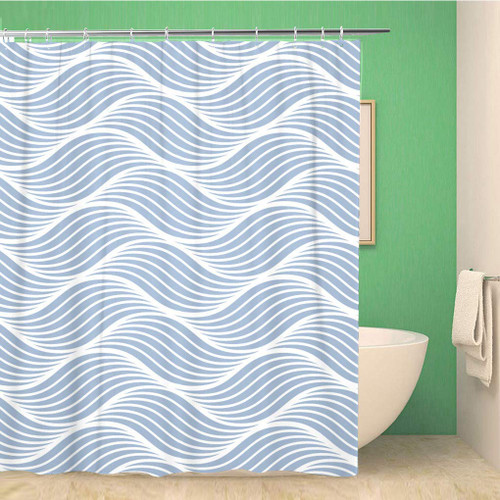 rouihot 66x72 Inches Shower Curtain Set with Hooks The Geometric Wave Pattern Gray and White Texture Summer Beach Home Decor Waterproof Polyester Fabric Bathroom Curtains