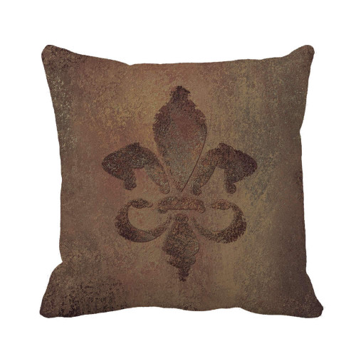 Awowee Throw Pillow Cover Warm Earth Brown Old and Faded Fleur De Lis 16x16 Inches Pillowcase Home Decorative Square Pillow Case Cushion Cover