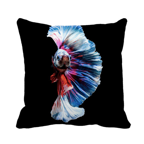 Awowee Throw Pillow Cover Blue Closeup Small Beautiful Siam Betta Fish on Colorful 18x18 Inches Pillowcase Home Decorative Square Pillow Case Cushion Cover