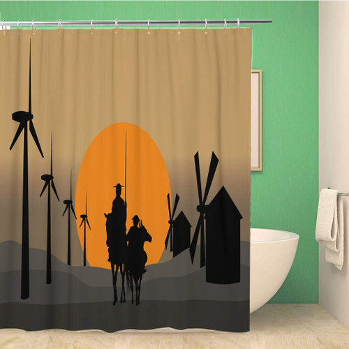 Aowced 72x72 Inches Shower Curtain Silhouette of Don Quixote De La Mancha Cervantes Spanish Waterproof Polyester Fabric Bath Bathroom Curtain Set with Hooks Aowced 72x72 Inches Shower Curtain Silhouette of Don Quixote De La Mancha Cervantes Spanish Waterproof Polyester Fabric Bath Bathroom Curtain Set with Hooks