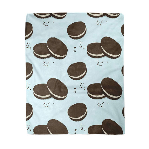 rouihot 50x60 Inches Flannel Throw Blanket Chocolate Sandwich Cookies Pattern Cute Food Delicious Cake Breakfast Home Decorative Warm Cozy Soft Blanket for Couch Sofa Bed