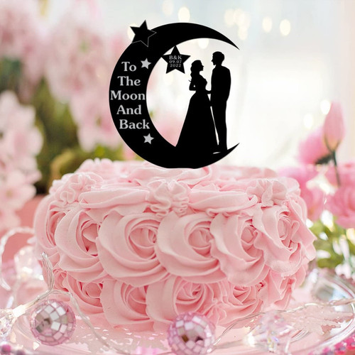 Mr & Mrs Wedding Anniversary Cake Topper Silhouette Custom Country Mr & Mrs Silhouette Cake Topper For Engagement Bride to Be Party Favors Wedding Gifts For Couple Acrylic Black