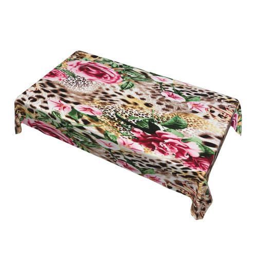 Rectangle Tablecloth Striped-Leopard-Flower 60 X 90 Inch Washable Polyester Table Cloth Table Cover for Dining Table Camping