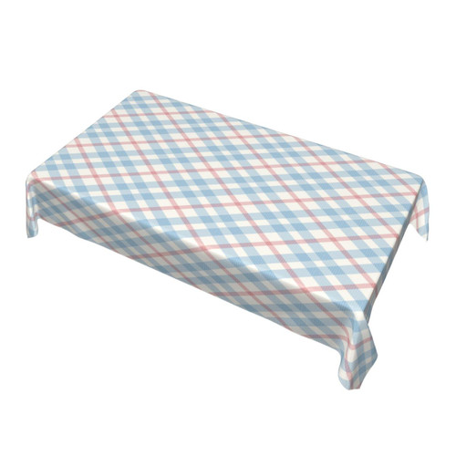 Rectangle Tablecloth Blue-Pink-Plaid 60 X 90 Inch Washable Polyester Table Cloth Table Cover for Dining Table Camping