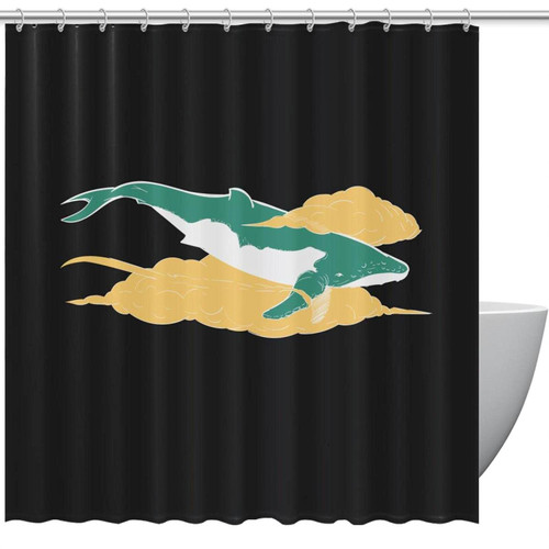 Shower Curtain, Shark Black Bathroom Curtain, Bathroom Shower Curtain with Hooks, Kids Bathroom Decor 72 Inch