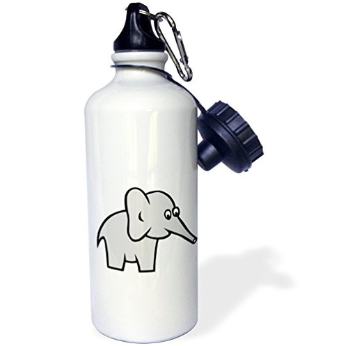 3dRose wb_23431_1 Elephant Sports Water Bottle, 21 oz, Brown