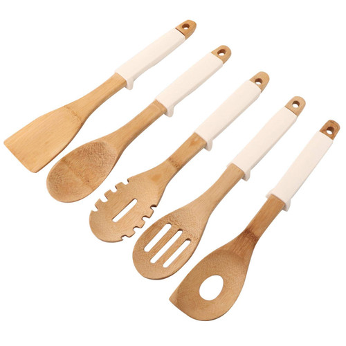 Cooking Utensils,Bamboo Cooking Utensils,32cm Household Cooking Utensils Set with Silicone Handles Kitchen Cooking Utensils KXIUOA