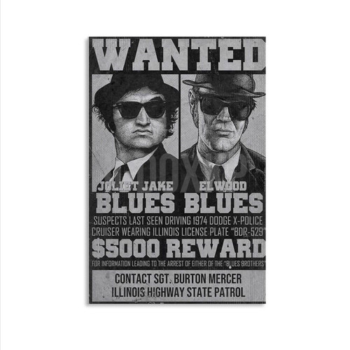 IDIDOS Blues Brothers Cover Art Poster Canvas Poster Bedroom Decor Office Room Decor Gift Unframe-style 08x12inch(20x30cm)