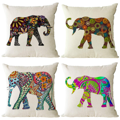 YeeJu Set of 4 Elephant Decorative Throw Pillow Covers Square Cotton Linen Cushion Covers Outdoor Couch Sofa Home Pillow Cases 16x16 Inch YeeJu Set of 4 Elephant Decorative Throw Pillow Covers Square Cotton Linen Cushion Covers Outdoor Couch Sofa Home Pillow Cases 16x16 Inch