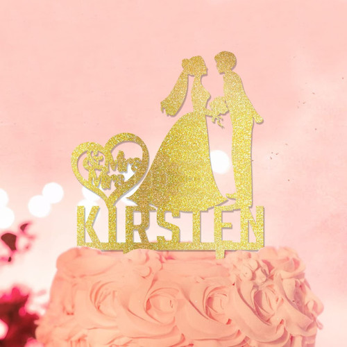Mrs & Mrs Wedding Cake Toppers Customize Surname Wedding Date Silhouette Bride And Bride Cake Toppers LGBT Wedding Anniversary Party Decorations Lesbian Couple Anniversary Wedding Gifts Glitter Gold