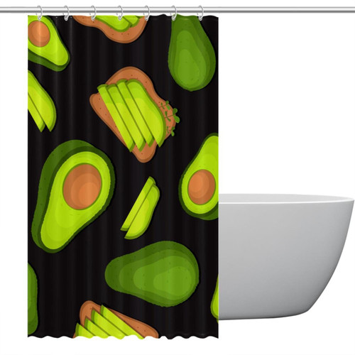 Polyester Fabric Waterproof Shower Curtain or Liner Bath Stall Size Avocado Illustration Hotel Bathroom Curtains with Grommets, 48x72