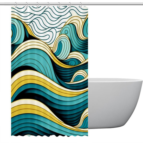 Polyester Fabric Waterproof Shower Curtain or Liner Bath Stall Size Illustration of Wavy Sea Hotel Bathroom Curtains with Grommets, 48x72 Polyester Fabric Waterproof Shower Curtain or Liner Bath Stall Size Illustration of Wavy Sea Hotel Bathroom Curtains with Grommets, 48x72