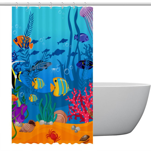 Polyester Fabric Waterproof Shower Curtain or Liner Bath Stall Size Sea Life Animals Plants Hotel Bathroom Curtains with Grommets, 48x72 Polyester Fabric Waterproof Shower Curtain or Liner Bath Stall Size Sea Life Animals Plants Hotel Bathroom Curtains with Grommets, 48x72