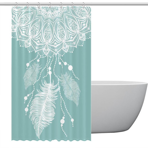 Polyester Fabric Waterproof Shower Curtain or Liner Bath Stall Size Illustration Mandala Dream Catcher Hotel Bathroom Curtains with Grommets, 36x72