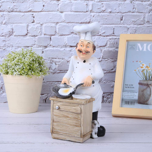 Oumefar Chef Statue Resin Decorative Ornament Cook Statue Kitchen Decoration Collectible Figurine for Home Kitchen Restaurant Bar Coffee Decoration(7124v-01) Figurine