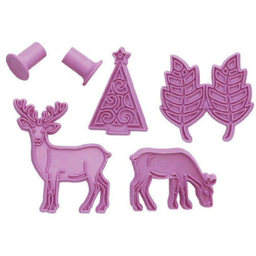 Christmas Cookie Cutters and Stamper, 3d Cookie Cutter Christmas Holiday Plunger Cookie Stampers Biscuit Mould for Diy Cake Baking Kitchen Supplies