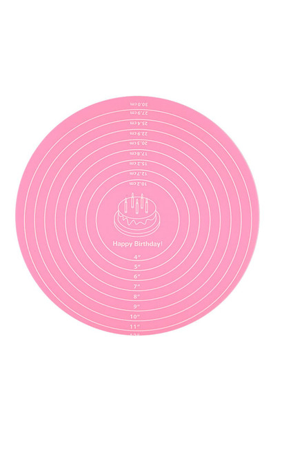 Silicone Baking Mat Cake Mat Silicone Cake Mat Silicone Baking Mat with Measurements for CakeTurntable Stand Non-Stick Heat Resistant Pastry Baking Sheet -Pink