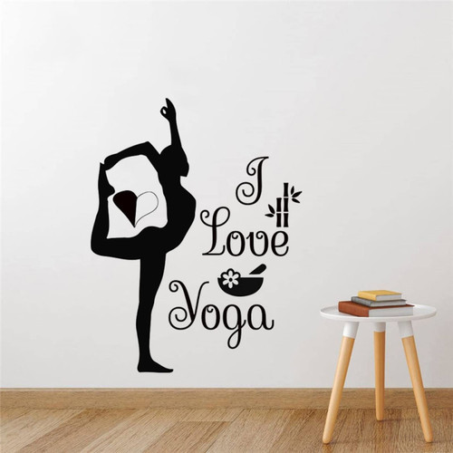 RTYUIHN Yoga Vinyl Wall Decals I Love Yoga Gymnast Girl Gym Mural Art Wall Sticker Decoration