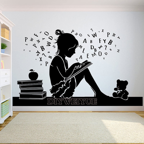 RTYUIHN Book Quote Wall Stickers for Reading Room Decoration Library Wall Stickers Removable Bookshelves Bookstore Decoration Accessories