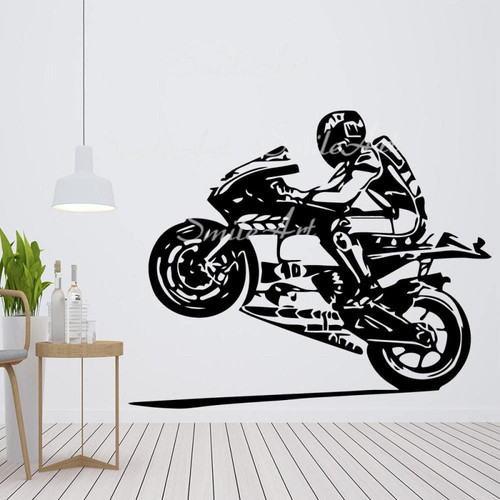 RTYUIHN Cartoon Motorcycle Wall Sticker PVC Removable Living Room Bedroom Sticker Mural