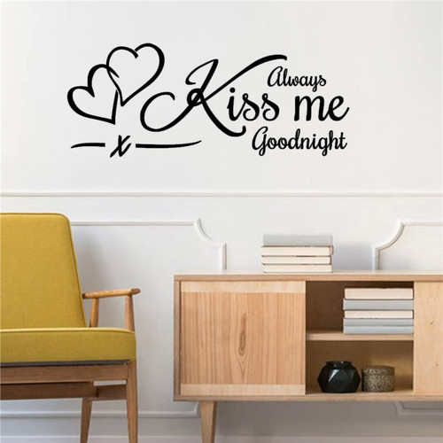 RTYUIHN Always kiss me Good Night Vinyl Mural Wall Sticker for House Decoration Bedroom Decorative Wall Art Sticker Wallpaper