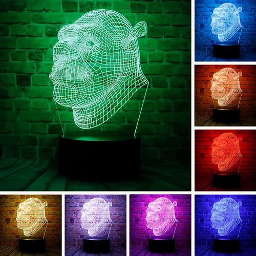 Sealinnayi Cartoon Shrek Forever After Anime Character Figure 3D LED Optical Illusion Decor Table Lamp 7 Colors Remote Control Sleep Night Light Easter Xmas Birthday Gifts for Kids