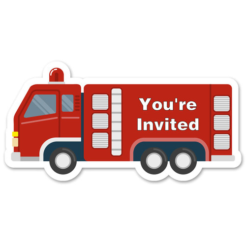 Firetruck Birthday Party Invitations Shaped Fill-In Invitations Set of 15 with Envelopes Firefighter Fire Truck Theme Parties Invites Cards Bday Baby Shower Supplies for Kids Girls Boys