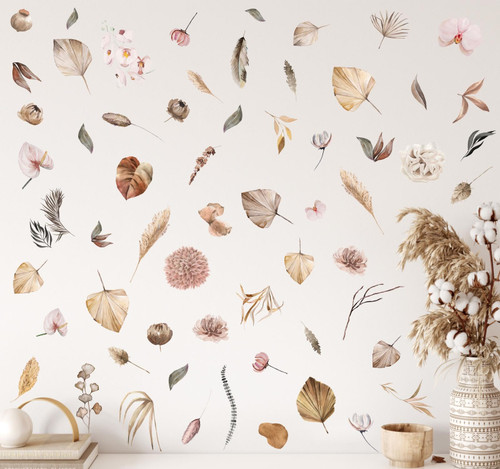 Palm Leaf Wall Stickers Boho Leaves Wall Decals Peel and Stick Removable Tropical Palm Leaves Wall Decals Modern Leaf Wall Decals Boho Tree Leaf Wall Stickers for Nursery Bedroom Decor