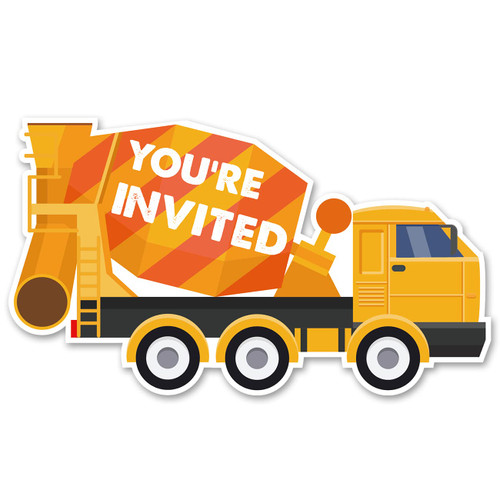 Construction Trucks Birthday Party Invitations Shaped Fill-In Invitations Set of 15 with Envelopes Construction Zone Invites Cards for Kids Bday Baby Shower Party Supplies Decoration