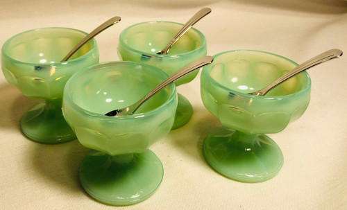 Footed Salt Cellar Dip w/Spoon - American Made using Original Imperial Glass Company mould (Set of 4)