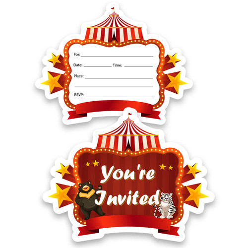 Circus Theme Birthday Party Circus Shaped Fill In Invitations Baby Shower or Birthday Party Invite Cards with Envelopes (Set of 20) Circus Theme Birthday Party Circus Shaped Fill In Invitations Baby Shower or Birthday Party Invite Cards with Envelopes (Set of 20)