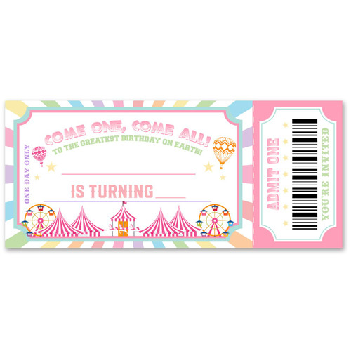 VAHATAN Carnival Birthday Party Invitations 20 Pack Carnival Ticket Invitations with Envelopes Invites Cards for Birthday Party