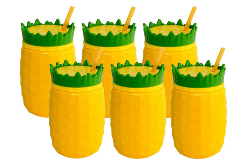 6 Pack Tiki 16oz Pineapple Tropical Travel Tumblers Plastic Drinking Hawaiian Party Cups & Straws 6 Pack Tiki 16oz Pineapple Tropical Travel Tumblers Plastic Drinking Hawaiian Party Cups & Straws