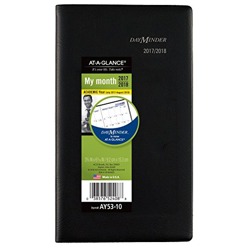 AT-A-GLANCE Academic Monthly Pocket Planner, July 2017 - August 2018, 3-5/8" x 6-1/16", DayMinder, Color Will Vary (AY5310)