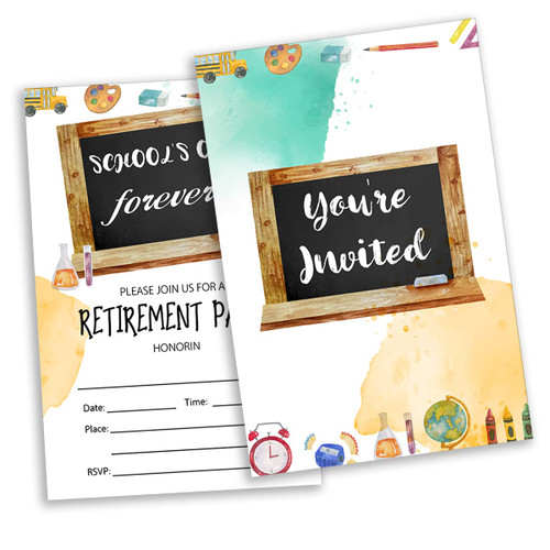 20 Pack Teacher Retirement Party Invitations with Envelopes School's Out Forever Retirement Themed Party Fill in Invites Cards