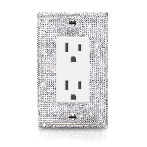 Gaocai 1 Pcs Shiny Silver Rhinestones Outlet Covers Wall Plate Single Toggle Decorative Switch Plates And Outlet Covers Rhinestones Light Switch Cover Gaocai 1 Pcs Shiny Silver Rhinestones Outlet Covers Wall Plate Single Toggle Decorative Switch Plates And Outlet Covers Rhinestones Light Switch Cover