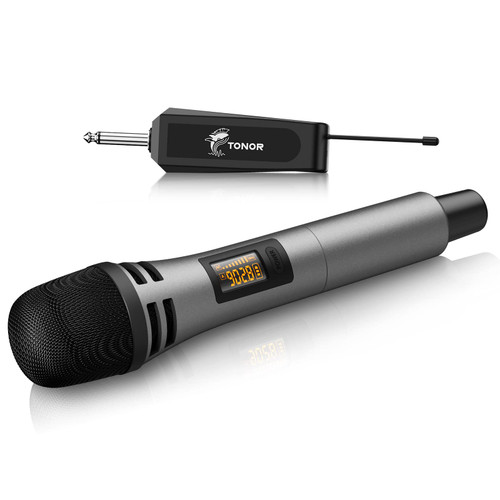 TONOR Wireless Microphones, UHF Handheld Cordless Dynamic Mic with Rechargeable Receiver, Microfonos Inalambricos Microfono for Karaoke, Singing, Party, Wedding, DJ, Speech, Church 200ft TW310 Grey
